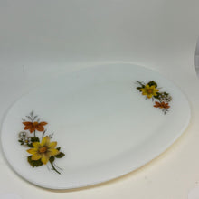 Load image into Gallery viewer, Vintage Oval White Floral Pyrex Translucent Glass JAJ Serving Platter 12" x 9"