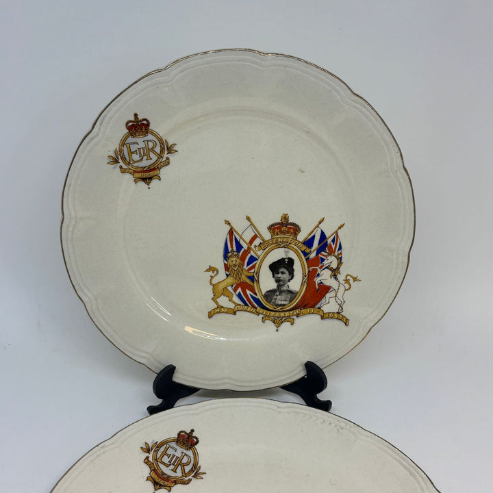 2 x Vintage Tea Plates Queen Elizabeth II Coronation 1953