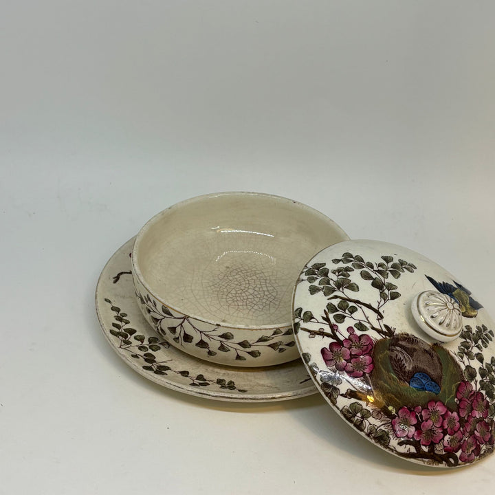 Antique Small Ceramic LIDDED SERVING DISH 1884 5"