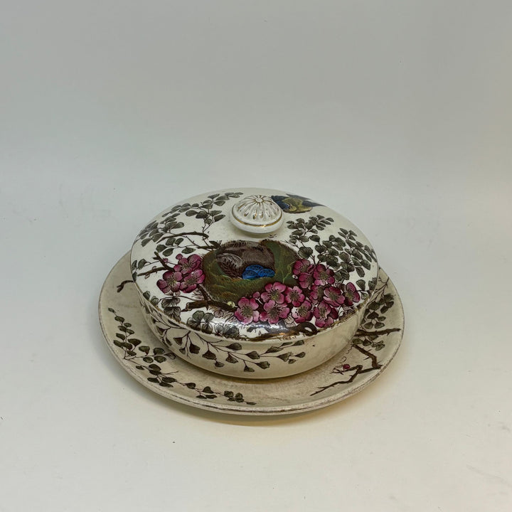 Antique Small Ceramic LIDDED SERVING DISH 1884 5"