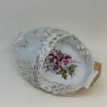 Load image into Gallery viewer, Vintage Pierced Lattice Floral Design Dresden Style Porcelain TRINKET DISH