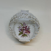 Load image into Gallery viewer, Vintage Pierced Lattice Floral Design Dresden Style Porcelain TRINKET DISH