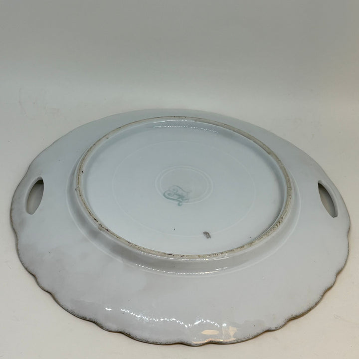 Hand-Painted Vintage Pansy Platter with Gold Edges
