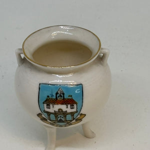 WH Goss China CRESTED WARE Miniature BRONZE POT Souvenir of WIGAN