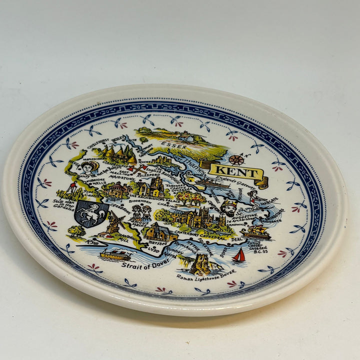 Vintage Staffordshire Tableware Map of Kent 7.5”