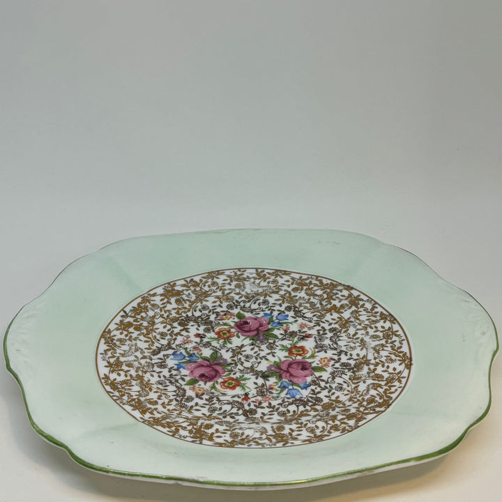 Vintage Imperial Bone China 22ct Gold Filigree Cake Plate