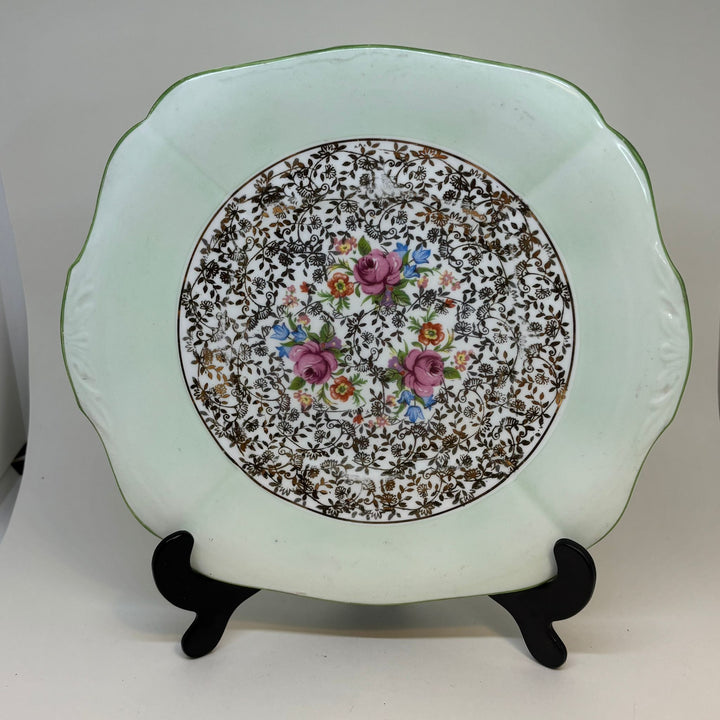 Vintage Imperial Bone China 22ct Gold Filigree Cake Plate