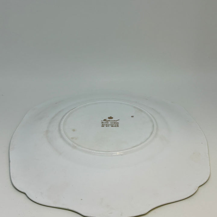 Vintage Imperial Bone China 22ct Gold Filigree Cake Plate