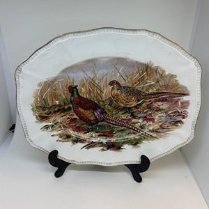 Vintage Oval Pheasant Themed Serving Platter Liverpool Road Pottery 11.75"