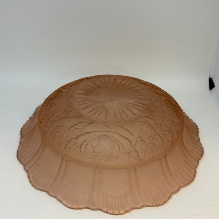 Vintage Pink Frosted Glass Bowl 10”