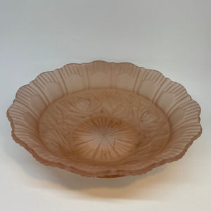 Vintage Pink Frosted Glass Bowl 10”