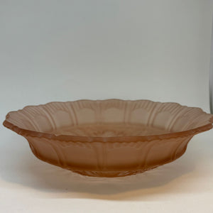 Vintage Pink Frosted Glass Bowl 10”