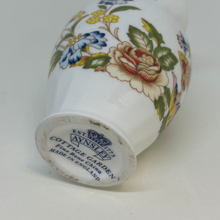 Vintage Collectable Aynsley Rose & Violet BUD VASE Round Shape