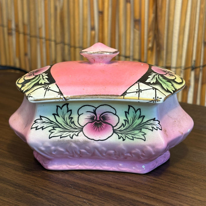 Vintage Pink Luster Lidded Trinket Box