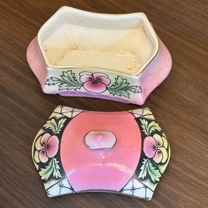 Vintage Pink Luster Lidded Trinket Box