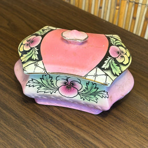Vintage Pink Luster Lidded Trinket Box