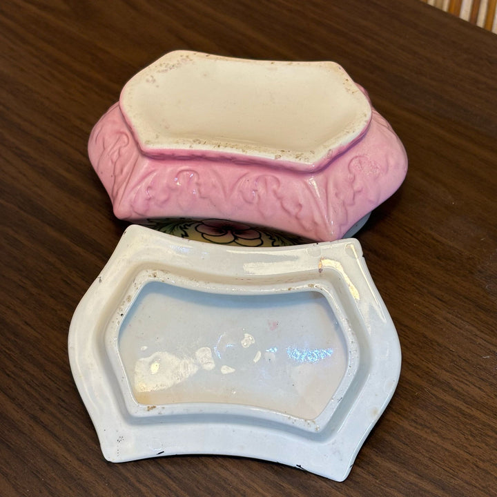 Vintage Pink Luster Lidded Trinket Box