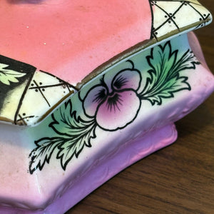 Vintage Pink Luster Lidded Trinket Box