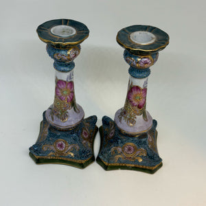 Pair of Vintage Moriage Candlesticks/Candle Holders
