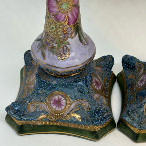 Pair of Vintage Moriage Candlesticks/Candle Holders