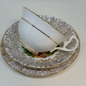 AYNSLEY 22kt Gold Filigree Teacup, Saucer and Tea Plate Trio