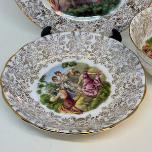 AYNSLEY 22kt Gold Filigree Teacup, Saucer and Tea Plate Trio