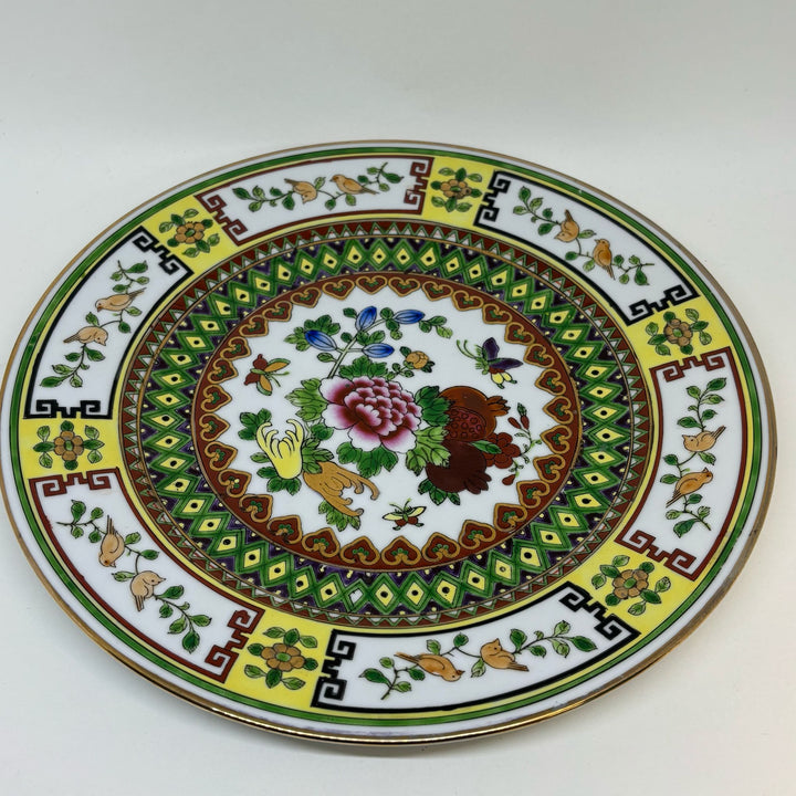 Vintage CHINESE COLLECTORS Display PLATE 10” Flowers Butterfly Birds