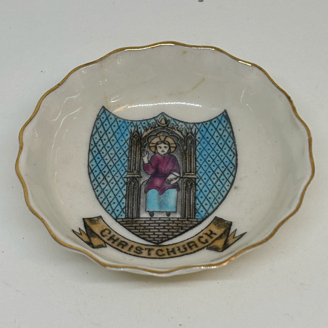 WH Goss CRESTED WARE TRINKET DISH Souvenir of CHRISTCHURCH