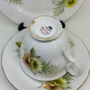 ROYAL VALE Vintage Bone China TEA CUP SET TRIO, Pattern #8622
