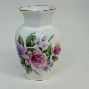 Vintage Collectable Aynsley Pink Roses & Violet Flowers BUD VASE