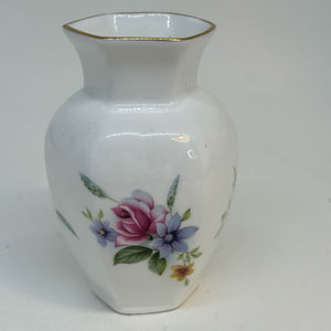 Vintage Collectable Aynsley Pink Roses & Violet Flowers BUD VASE