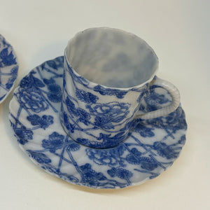 2 x Vintage Japanese or Chinese Coffee Cups & Saucers Eggshell China