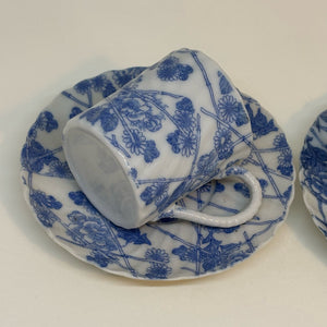 2 x Vintage Japanese or Chinese Coffee Cups & Saucers Eggshell China