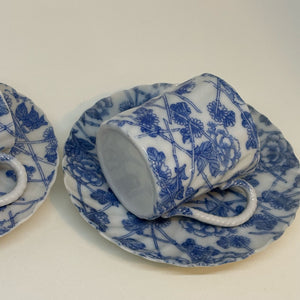 2 x Vintage Japanese or Chinese Coffee Cups & Saucers Eggshell China
