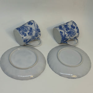 2 x Vintage Japanese or Chinese Coffee Cups & Saucers Eggshell China