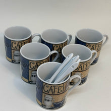 Load image into Gallery viewer, Set of 6 Coffee Cups &amp; 5 Ceramic Spoons