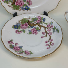 Load image into Gallery viewer, Vintage COLCLOUGH Pink &amp; Blue Flower Bloom Tea Set Trio