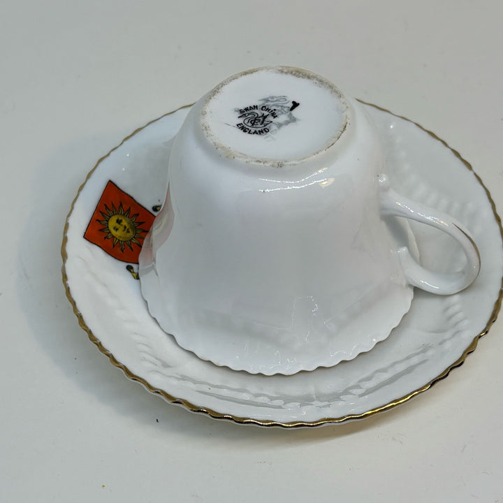 Vintage Crested Ware CUP & SAUCER Souvenir of WESTON-SUPER-MARE