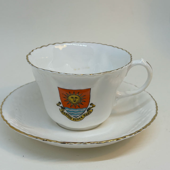 Vintage Crested Ware CUP & SAUCER Souvenir of WESTON-SUPER-MARE