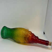 Load image into Gallery viewer, Quirky Rainbow Fish Glass Bottle 13.25”