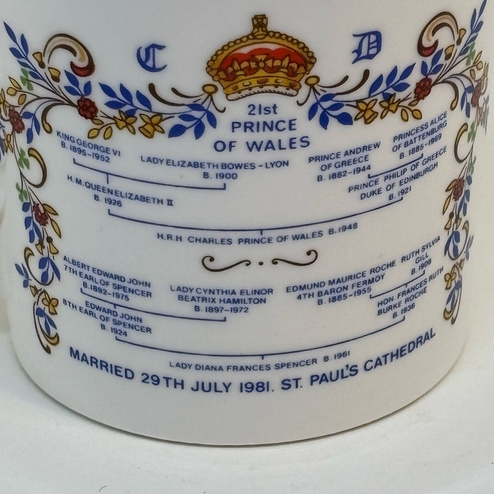Vintage Commemorative Mug Marriage of Prince Charles & Lady Diana Spencer 1981