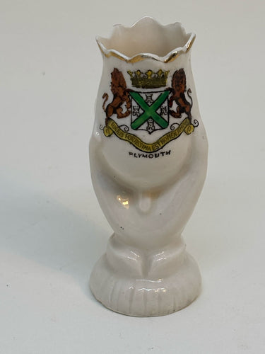 Vintage Crested Ware MINIATURE VASE Souvenir of PLYMOUTH