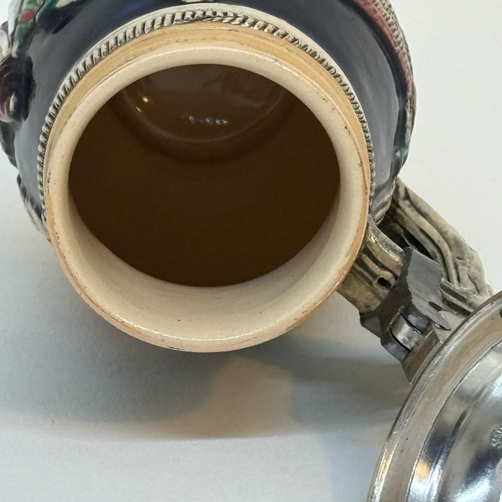 Vintage Western German Beer Stein with Metal Lid