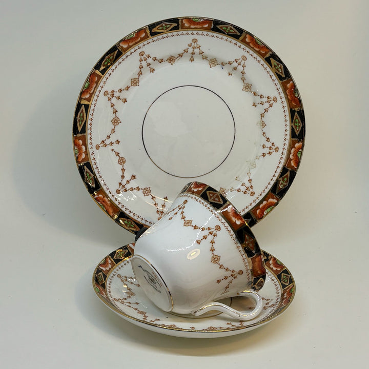 Vintage Gladstone China Imari Colours Tea Set Trio