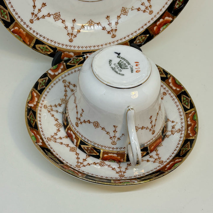 Vintage Gladstone China Imari Colours Tea Set Trio