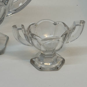 Set of Three Pressed Glass Bowls/Dishes with Handles