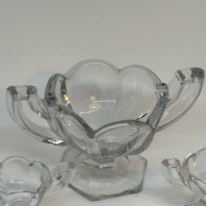 Set of Three Pressed Glass Bowls/Dishes with Handles