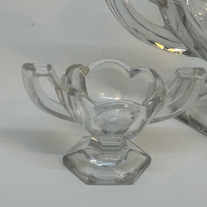 Set of Three Pressed Glass Bowls/Dishes with Handles