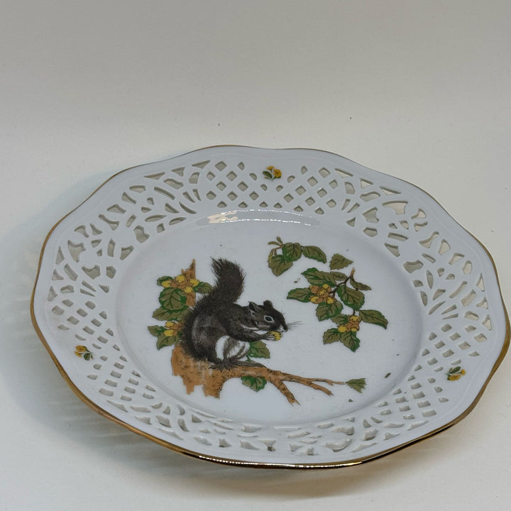 Vintage Cruse & Co Lattice Plate Squirrel Motif
