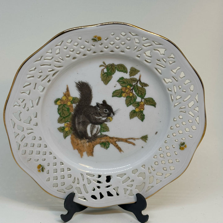 Vintage Cruse & Co Lattice Plate Squirrel Motif